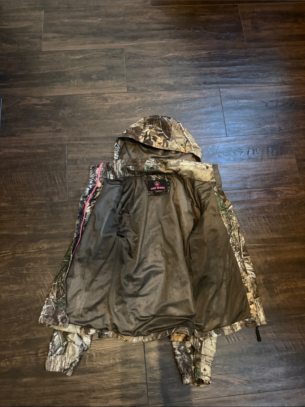 Realtree Camo Hooded Puffer Jacket with Pink Trim